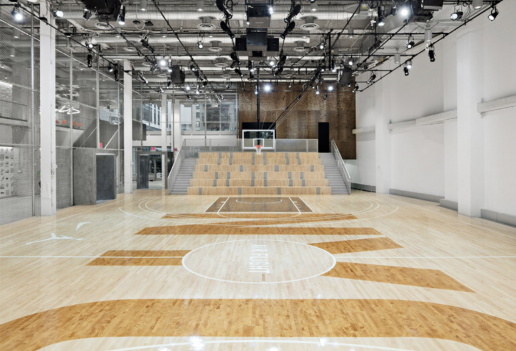 Indoor basketball court at Nike - office space design feature