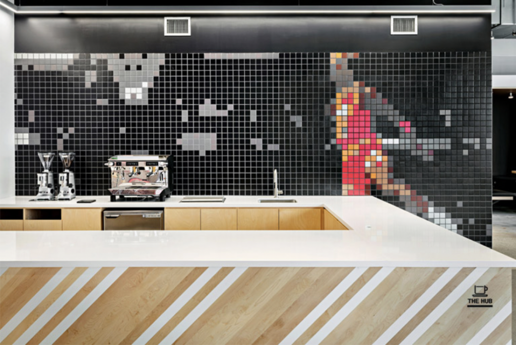 Office design with Michael jordan themed mosaic wall at Nike